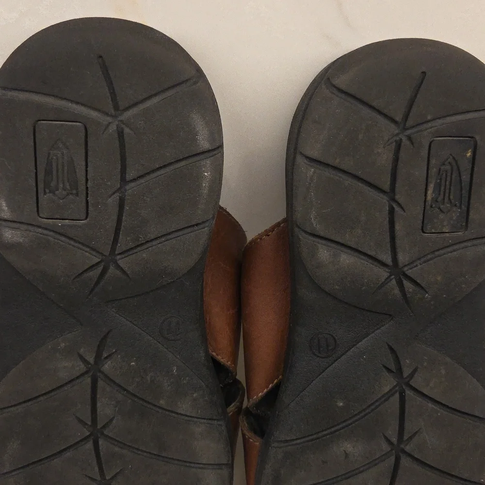 London Underground Holt Brown Leather Slide Sandals Sz 11